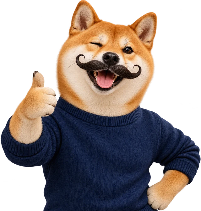Friendly moustached Shiba
